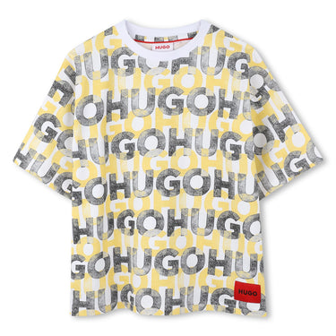 HUGO Playera para niño y adolescente all over logo, en tonos claros